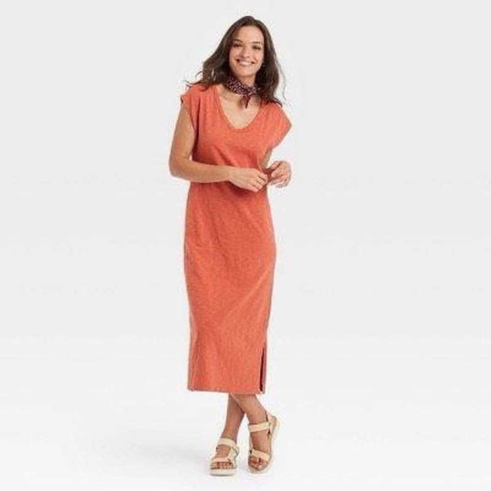Universal thread burnt orange t shirt dress